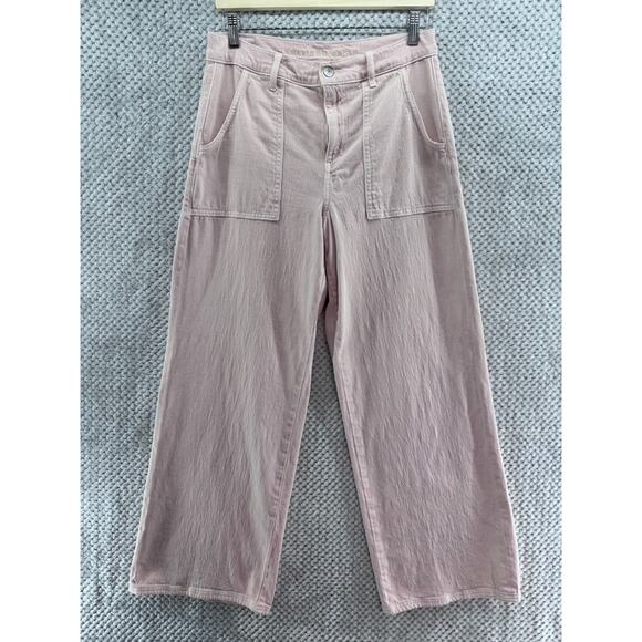 American Eagle Jeans Womens 8 Pink Cotton High Rise Wide Leg Patch Pocket - Picture 1 of 16